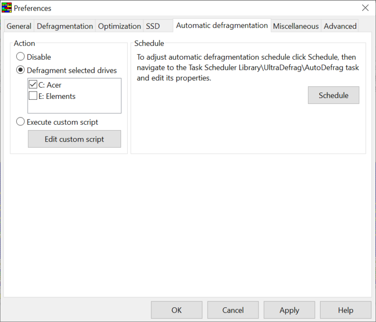 Automatic defragmentation - UltraDefrag 12